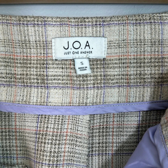 J.O.A Revolve Self Tie Belt High Waist Trouser Plaid Womens Size Small - Picture 6 of 9